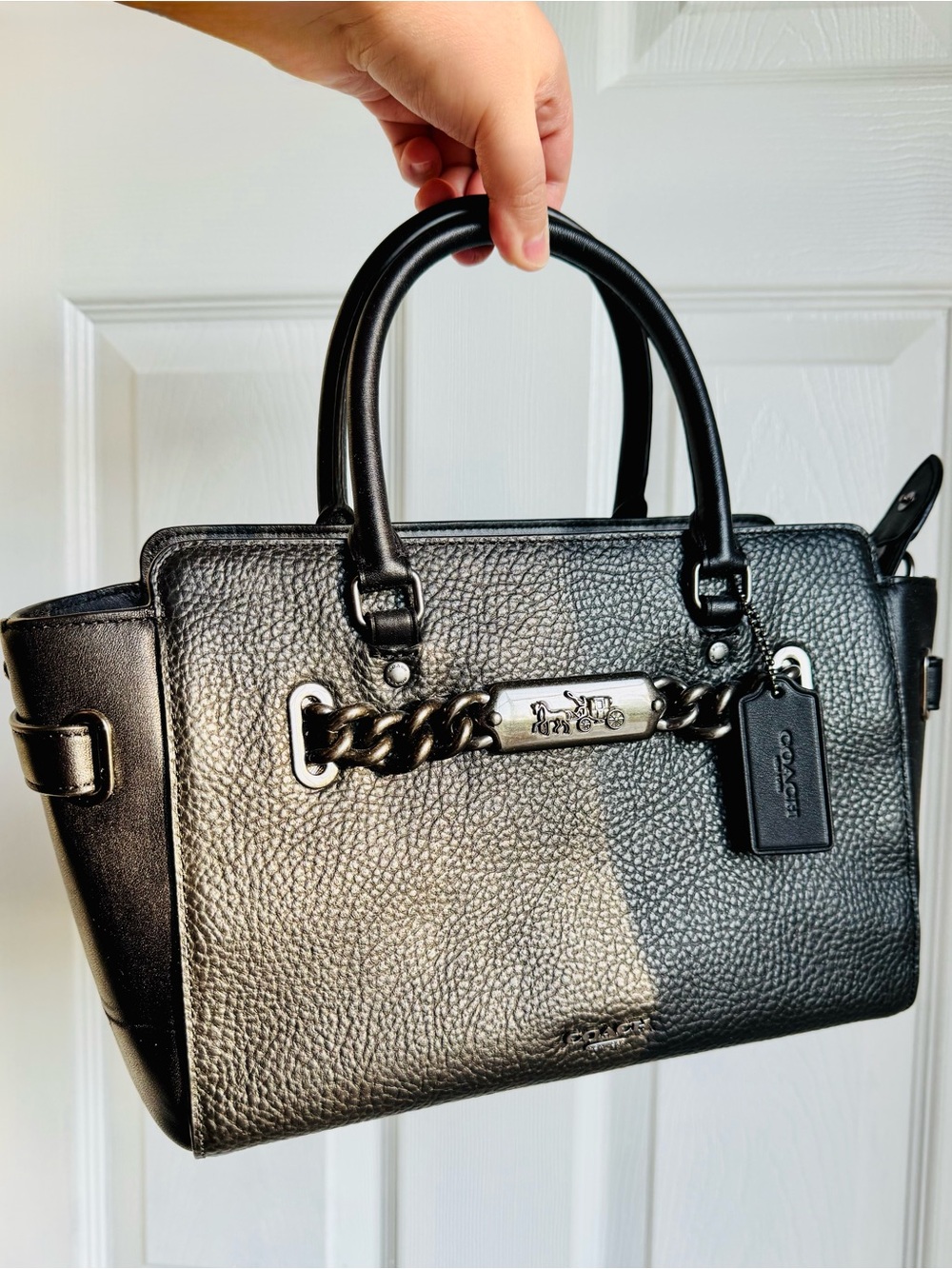 Coach Blake Carryall 25 Leather Satchel Crossbody Black Gunmetal F31525 $475